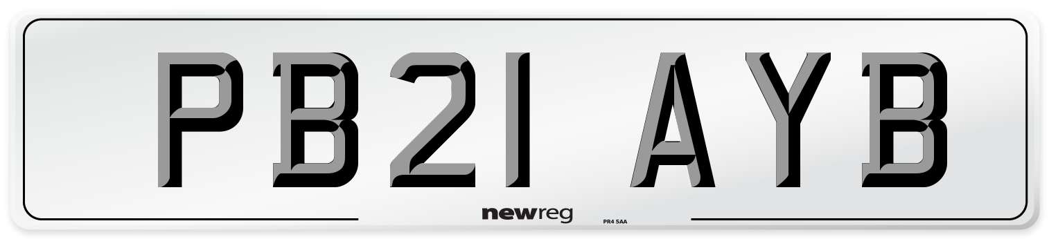 PB21 AYB Number Plate from New Reg